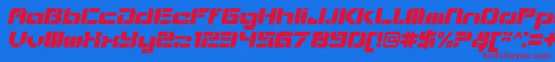 VideotechOpenitalic Font – Red Fonts on Blue Background