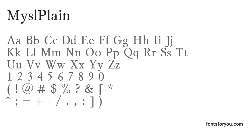 MyslPlain Font – alphabet, numbers, special characters