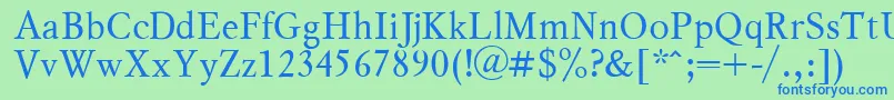 MyslPlain-fontti – siniset fontit vihreällä taustalla