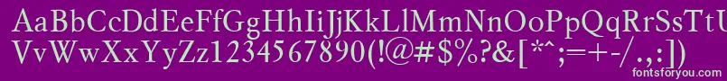 MyslPlain-fontti – vihreät fontit violetilla taustalla