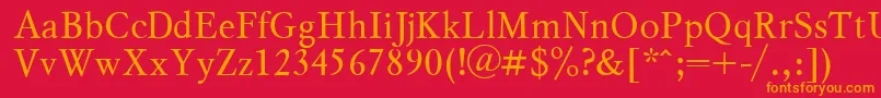 MyslPlain-Schriftart – Orangefarbene Schriften auf rotem Hintergrund