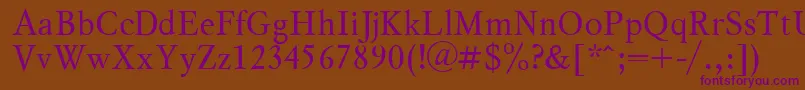 MyslPlain-fontti – violetit fontit ruskealla taustalla