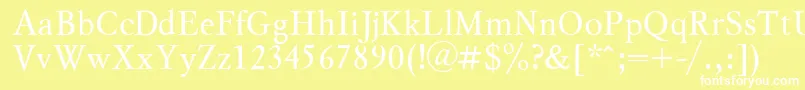 MyslPlain-fontti – valkoiset fontit keltaisella taustalla