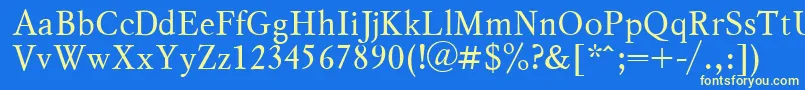 MyslPlain-fontti – keltaiset fontit sinisellä taustalla