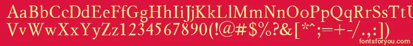 MyslPlain-fontti – keltaiset fontit punaisella taustalla