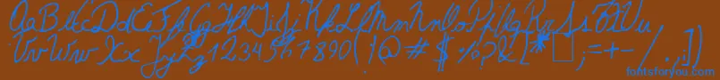 TheLeftHandedCursiva Font – Blue Fonts on Brown Background