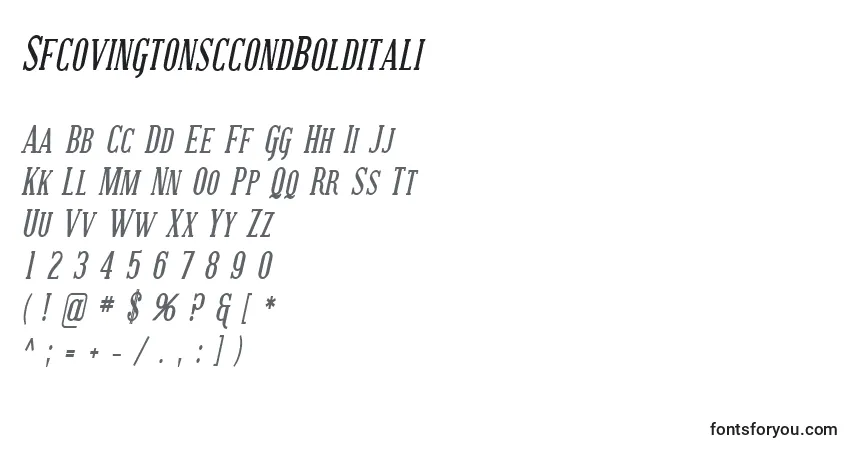 Шрифт SfcovingtonsccondBolditali – алфавит, цифры, специальные символы