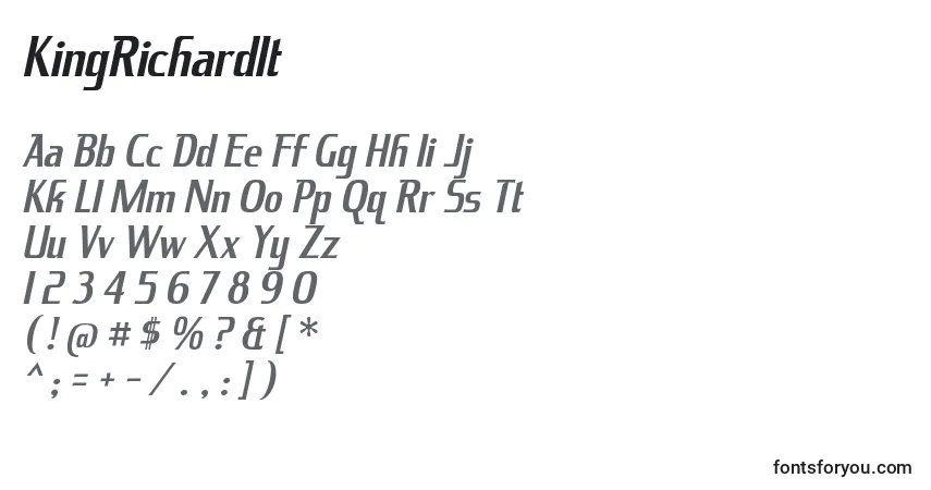 Шрифт KingRichardIt – алфавит, цифры, специальные символы