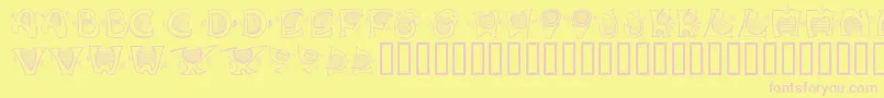 MusicForYourEars-fontti – vaaleanpunaiset fontit keltaisella taustalla