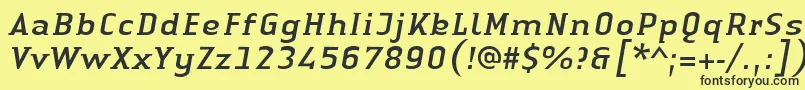 LinotypeAuthenticSmallSerifItalic Font – Black Fonts on Yellow Background