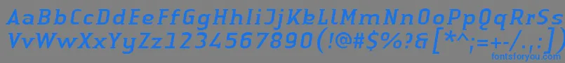 LinotypeAuthenticSmallSerifItalic-Schriftart – Blaue Schriften auf grauem Hintergrund