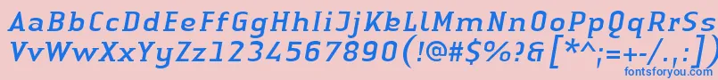 LinotypeAuthenticSmallSerifItalic Font – Blue Fonts on Pink Background