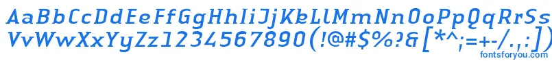 Czcionka LinotypeAuthenticSmallSerifItalic – niebieskie czcionki na białym tle