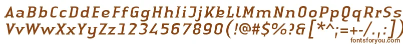 フォントLinotypeAuthenticSmallSerifItalic – 白い背景に茶色のフォント