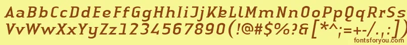 LinotypeAuthenticSmallSerifItalic Font – Brown Fonts on Yellow Background
