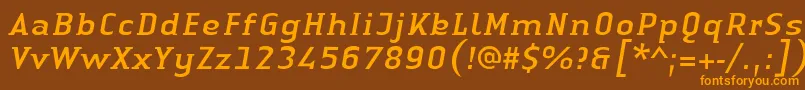 LinotypeAuthenticSmallSerifItalic Font – Orange Fonts on Brown Background