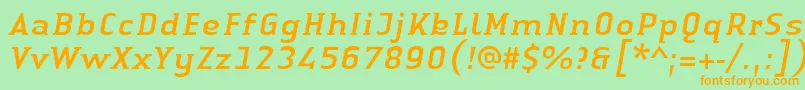 LinotypeAuthenticSmallSerifItalic Font – Orange Fonts on Green Background