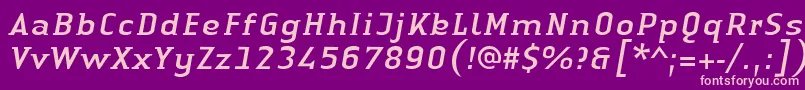 LinotypeAuthenticSmallSerifItalic Font – Pink Fonts on Purple Background