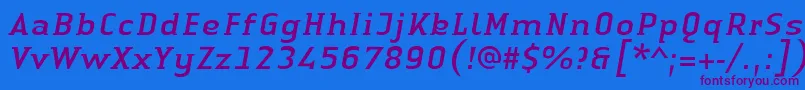LinotypeAuthenticSmallSerifItalic Font – Purple Fonts on Blue Background