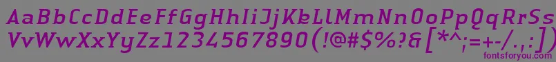 Czcionka LinotypeAuthenticSmallSerifItalic – fioletowe czcionki na szarym tle