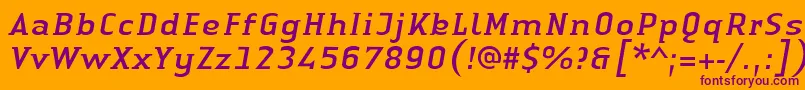 LinotypeAuthenticSmallSerifItalic Font – Purple Fonts on Orange Background