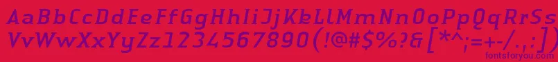 LinotypeAuthenticSmallSerifItalic Font – Purple Fonts on Red Background