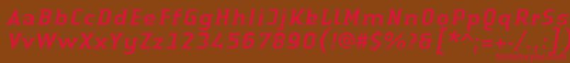 LinotypeAuthenticSmallSerifItalic Font – Red Fonts on Brown Background