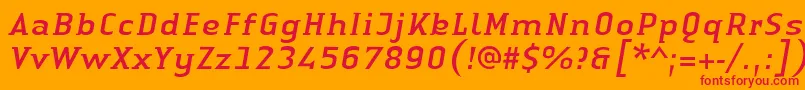 LinotypeAuthenticSmallSerifItalic Font – Red Fonts on Orange Background