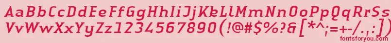 LinotypeAuthenticSmallSerifItalic Font – Red Fonts on Pink Background