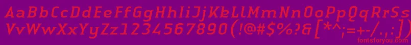 LinotypeAuthenticSmallSerifItalic Font – Red Fonts on Purple Background
