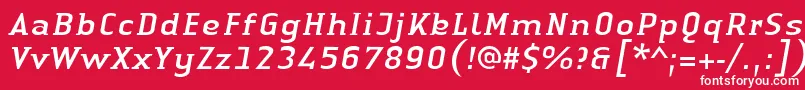 フォントLinotypeAuthenticSmallSerifItalic – 赤い背景に白い文字