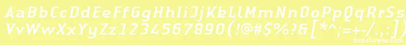 LinotypeAuthenticSmallSerifItalic Font – White Fonts on Yellow Background