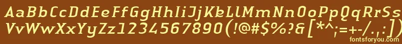 LinotypeAuthenticSmallSerifItalic Font – Yellow Fonts on Brown Background