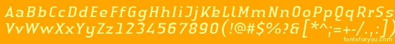 LinotypeAuthenticSmallSerifItalic Font – Yellow Fonts on Orange Background