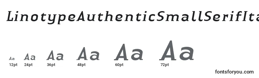 Размеры шрифта LinotypeAuthenticSmallSerifItalic