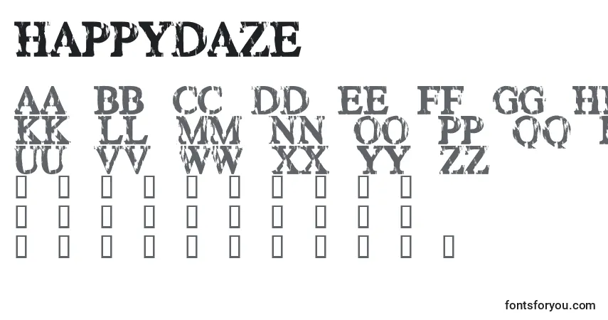 Czcionka HappyDaze – alfabet, cyfry, specjalne znaki