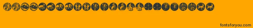 Fonte Tierkreis5 – fontes pretas em um fundo laranja