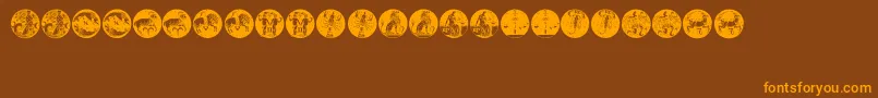 Tierkreis5 Font – Orange Fonts on Brown Background