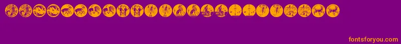 fuente Tierkreis5 – Fuentes Naranjas Sobre Fondo Morado