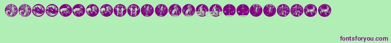Tierkreis5 Font – Purple Fonts on Green Background