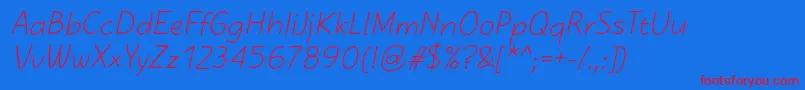 KasihItalic Font – Red Fonts on Blue Background