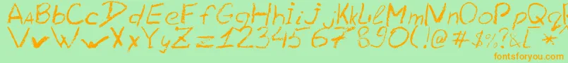 Lcchalk-Schriftart – Orangefarbene Schriften auf grünem Hintergrund