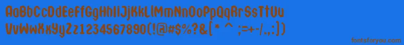 フォントATechnicsbrlDemibold – 茶色の文字が青い背景にあります。