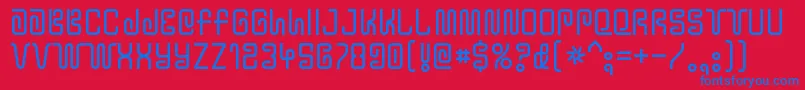 YtwokbugRegular-Schriftart – Blaue Schriften auf rotem Hintergrund