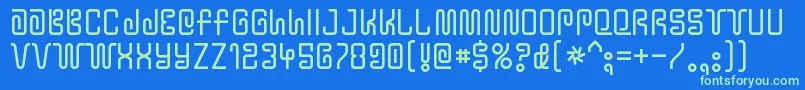YtwokbugRegular Font – Green Fonts on Blue Background