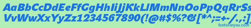 JohnsansHeavyProBoldItalic Font – Blue Fonts on Green Background