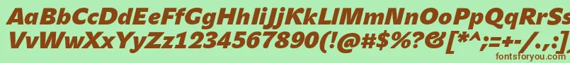 JohnsansHeavyProBoldItalic Font – Brown Fonts on Green Background