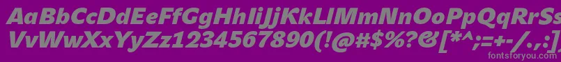 フォントJohnsansHeavyProBoldItalic – 紫の背景に灰色の文字