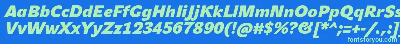 JohnsansHeavyProBoldItalic Font – Green Fonts on Blue Background