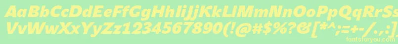 JohnsansHeavyProBoldItalic Font – Yellow Fonts on Green Background